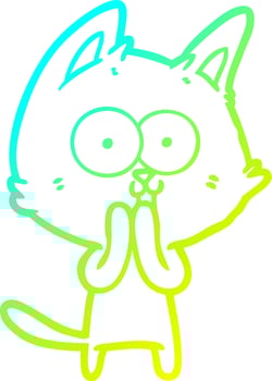 cold gradient line drawing funny cartoon cat vector