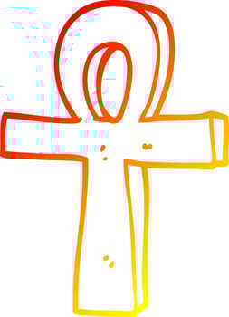 warm gradient line drawing cartoon of an ankh vector