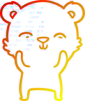 warm gradient line drawing happy cartoon bear vector