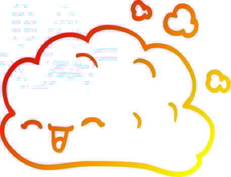 warm gradient line drawing cartoon happy cloud vector