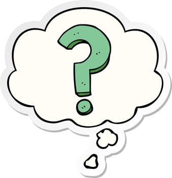 cartoon question mark and thought bubble as a printed sticker vector