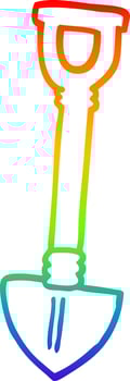 rainbow gradient line drawing cartoon shovel vector