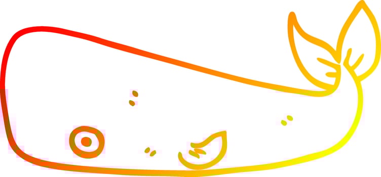 warm gradient line drawing cartoon whale vector