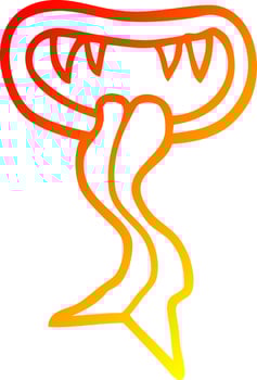 warm gradient line drawing cartoon monster mouth vector