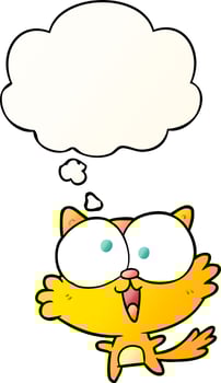 crazy cartoon cat and thought bubble in smooth gradient style vector