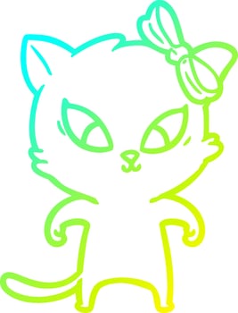 cold gradient line drawing cartoon cat vector