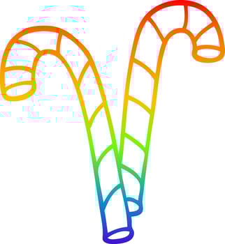 rainbow gradient line drawing cartoon xmas candy cane vector