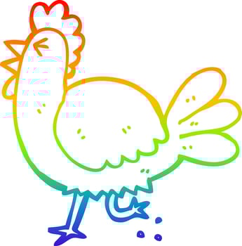 rainbow gradient line drawing cartoon rooster vector