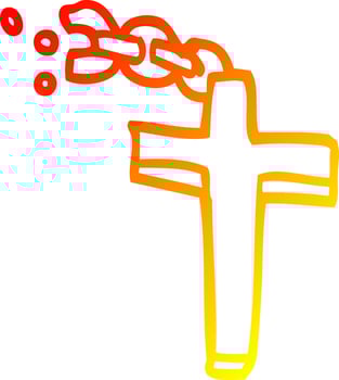 warm gradient line drawing cartoon silver cross vector