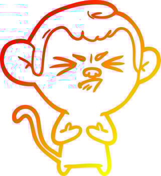 warm gradient line drawing cartoon annoyed monkey vector