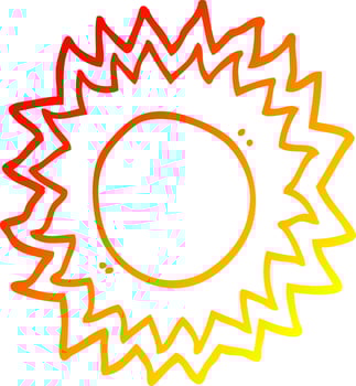 warm gradient line drawing cartoon sun vector