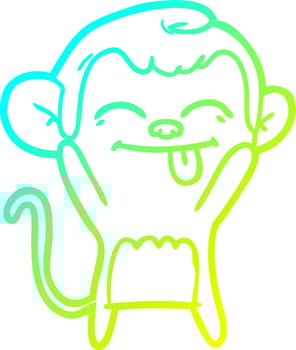 cold gradient line drawing funny cartoon monkey vector