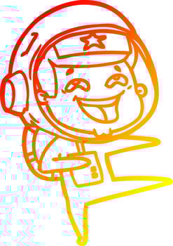 warm gradient line drawing cartoon laughing astronaut vector