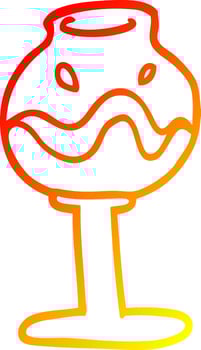 warm gradient line drawing cartoon glass of wine vector