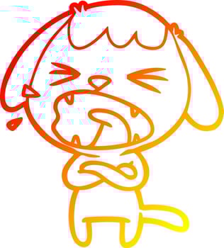 warm gradient line drawing cute cartoon dog vector