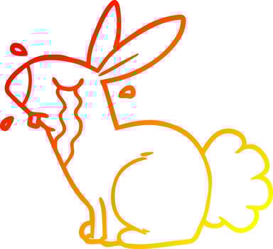 warm gradient line drawing cartoon bunny rabbit crying vector