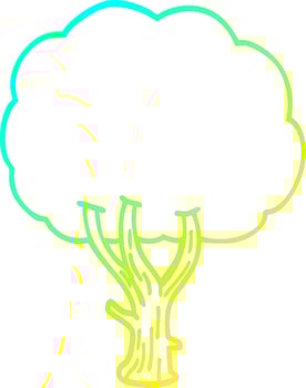 cold gradient line drawing cartoon blooming tree vector