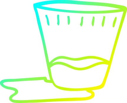 cold gradient line drawing cartoon spilt drink vector