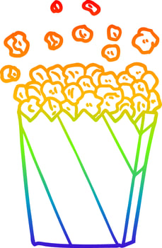 rainbow gradient line drawing cartoon cinema popcorn vector