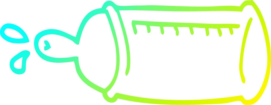 cold gradient line drawing cartoon baby bottle vector