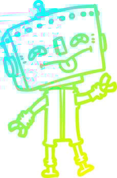 cold gradient line drawing cartoon robot vector