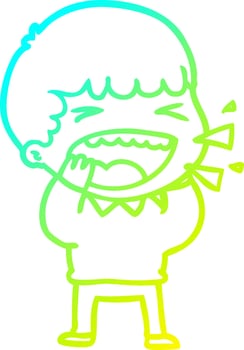 cold gradient line drawing cartoon laughing man vector