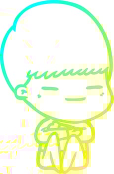 cold gradient line drawing cartoon smug boy vector