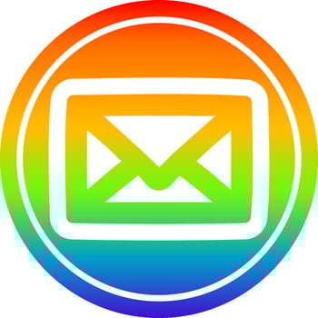 envelope letter circular in rainbow spectrum vector