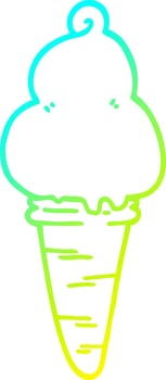 cold gradient line drawing cartoon ice cream vector