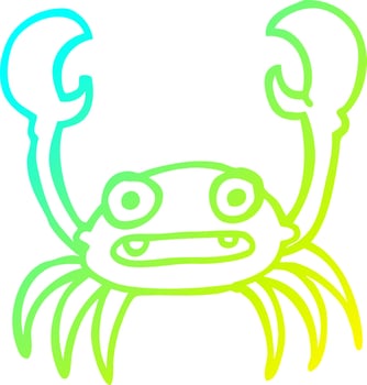 cold gradient line drawing cartoon crab vector