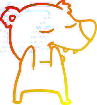 warm gradient line drawing cartoon bear vector