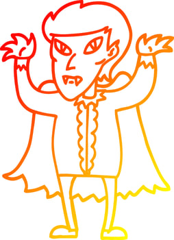 warm gradient line drawing cartoon vampire vector