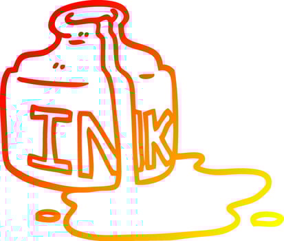 warm gradient line drawing cartoon spilled ink bottle vector
