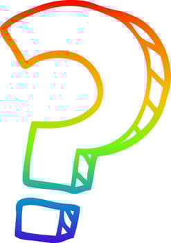 rainbow gradient line drawing cartoon question mark vector