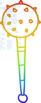 rainbow gradient line drawing cartoon medieval mace vector