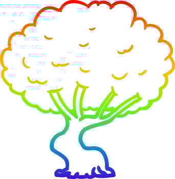 rainbow gradient line drawing Cartoon tree vector