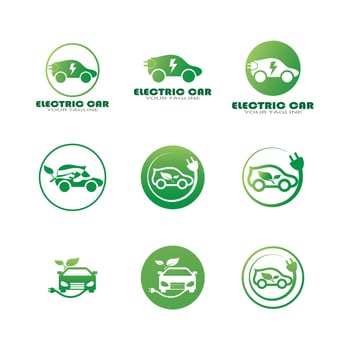 eco car and electric green car technology icon logo vector. vector