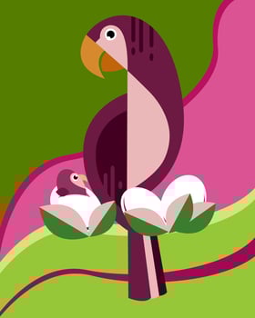 Art with parrot family vector