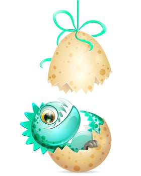 Dinosaur newborn in the Egg vector