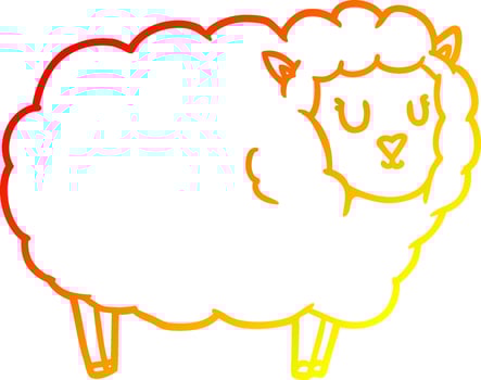 warm gradient line drawing cartoon sheep vector
