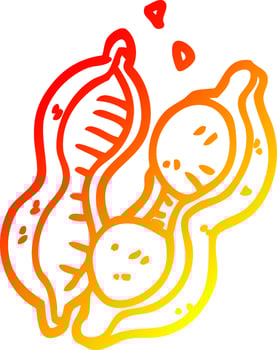 warm gradient line drawing cartoon peas in pod vector