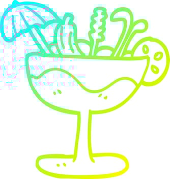 cold gradient line drawing cartoon tropical cocktail vector