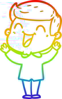 rainbow gradient line drawing cartoon man laughing vector