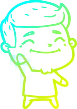 cold gradient line drawing happy cartoon man waving vector