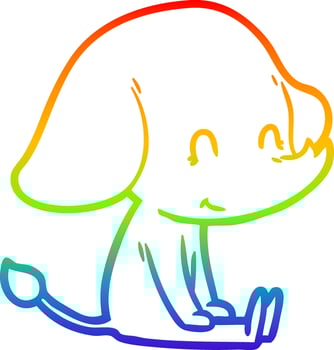 rainbow gradient line drawing cute cartoon elephant vector