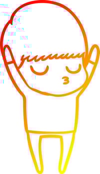 warm gradient line drawing cartoon calm boy vector
