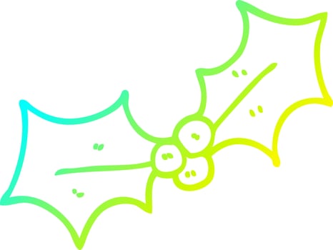 cold gradient line drawing cartoon xmas holly vector