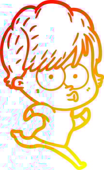 warm gradient line drawing cartoon woman vector