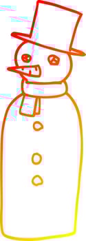 warm gradient line drawing cartoon snowman vector