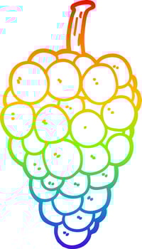 rainbow gradient line drawing cartoon grapes vector
